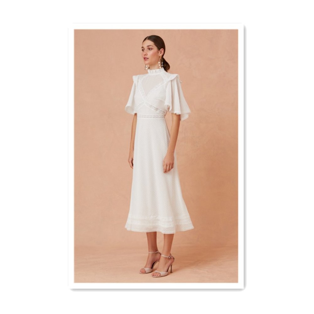 Keepsake Way Back Midi Dress Ivory NWT